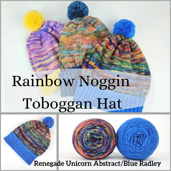 Rainbow Noggin Toboggan Yarn Pack, pattern not included, ready to ship
