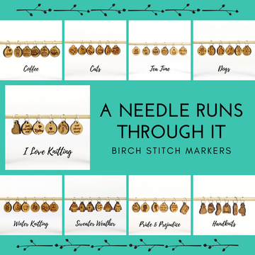 Ring Stitch Markers, Assorted Sets, A Needle Runs Through It, 6 pack, ready to ship