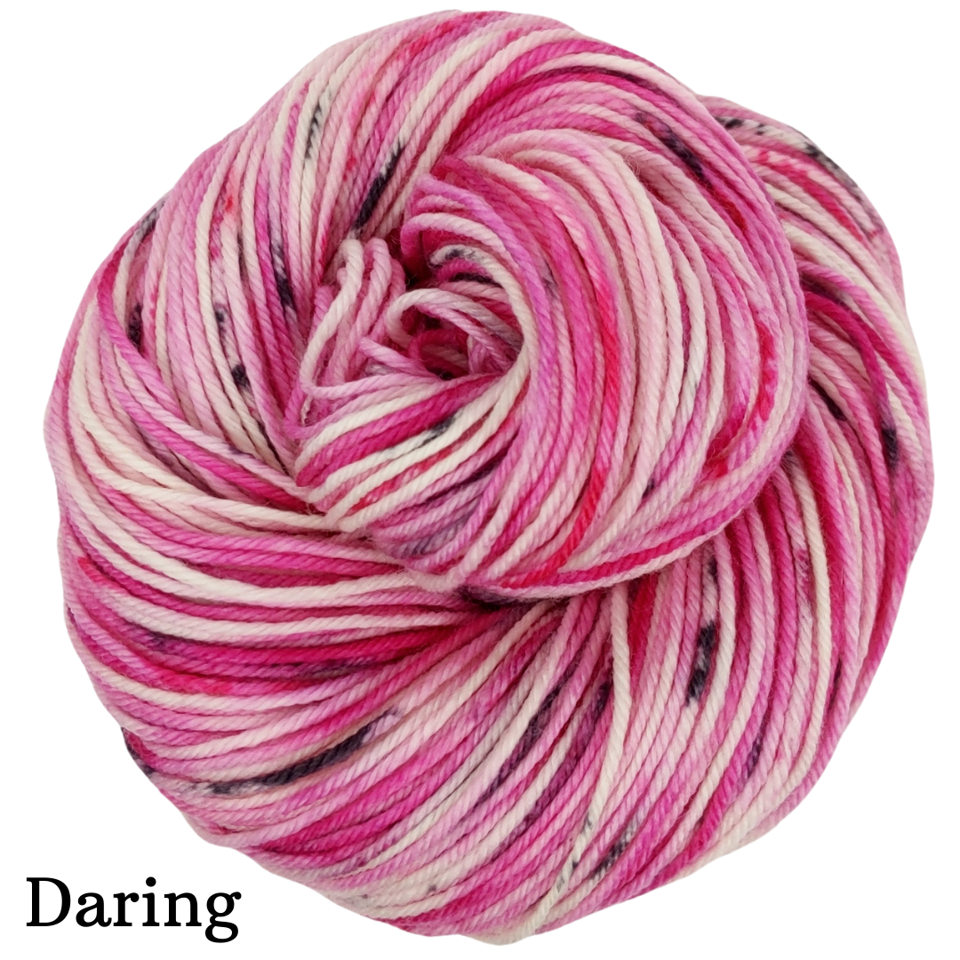 Knitcircus Yarns: Tickled Pink Speckled Skeins, ready to ship yarn