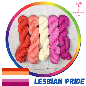 Knitcircus Yarns: Lesbian Flag: Pride Pack Skein Bundle, various bases and sizes, dyed to order