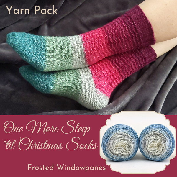 One More Sleep 'til Christmas Socks Yarn Pack, pattern not included, ready to ship