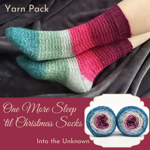 One More Sleep 'til Christmas Socks Yarn Pack, pattern not included, ready to ship