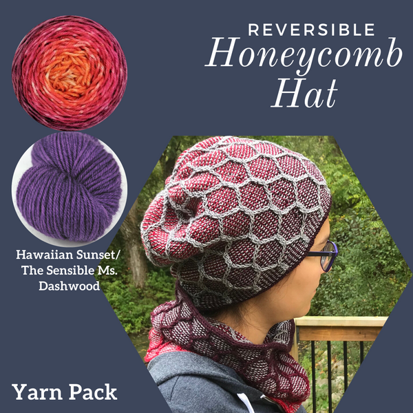 Reversible Honeycomb Hat Yarn Pack, pattern not included, dyed to order