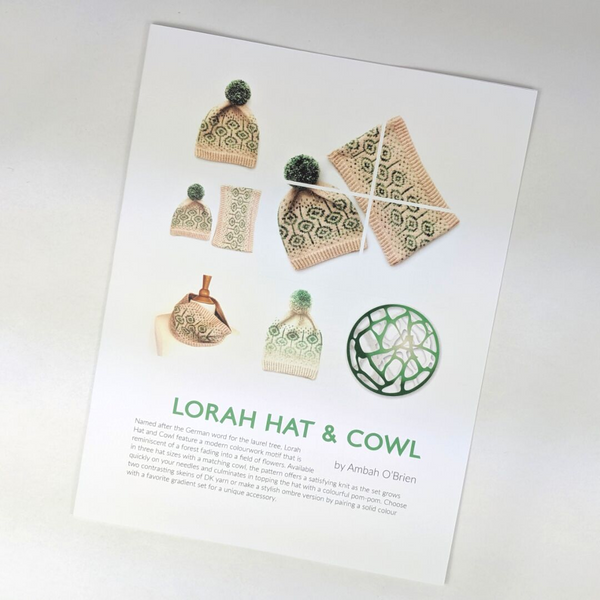 Pattern - Lorah Hat and Cowl, by Ambah O'Brien, ready to ship