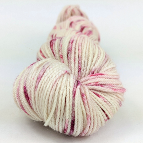 Knitcircus Yarns: Strawberries and Cream 100g Speckled Handpaint skein, Divine, ready to ship yarn