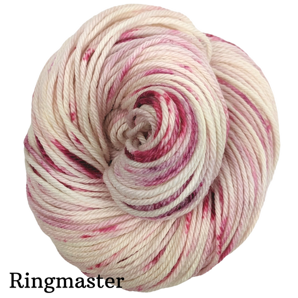 Knitcircus Yarns: Strawberries and Cream Speckled Handpaint Skeins, dyed to order yarn