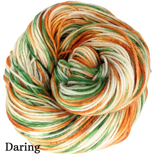 Knitcircus Yarns: The Orange and the Green Speckled Skeins, dyed to order yarn