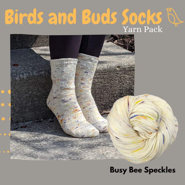 Birds and Buds Socks Yarn Pack, pattern not included, ready to