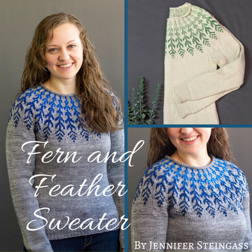 Fern and Feather Sweater Yarn Pack by Jennifer Steingass, pattern not included, dyed to order