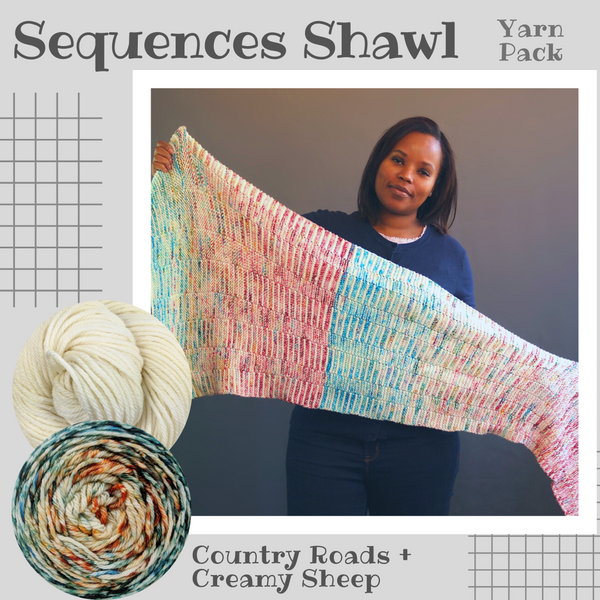 Sequences Shawl Yarn Pack, pattern not included, ready to ship