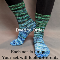 Knitcircus Yarns: The Wood Between the Worlds Impressionist Gradient Matching Socks Set, dyed to order yarn