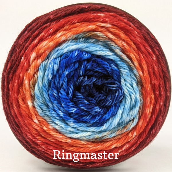 Knitcircus Yarns: Ice and Fire Panoramic Gradient, dyed to order yarn