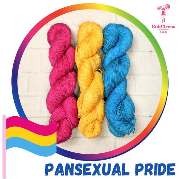 Knitcircus Yarns: Pansexual Flag: Pride Pack Skein Bundle, various bases and sizes, dyed to order