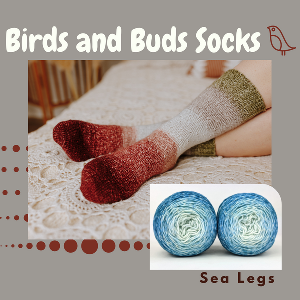 Birds and Buds Gradient Socks Yarn Pack, pattern not included, ready to ship