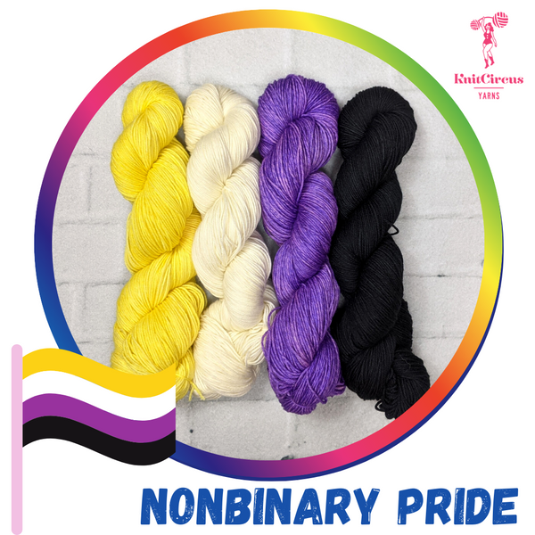 Knitcircus Yarns: Nonbinary Flag: Pride Pack Skein Bundle, various bas