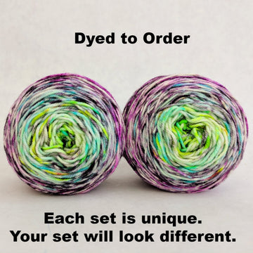 Knitcircus Yarns: Electric Mayhem Impressionist Gradient Matching Socks Set, dyed to order yarn