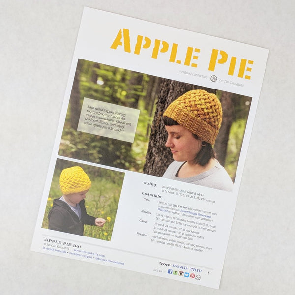 Pattern - Apple Pie Hat, by Tin Can Knits, ready to ship