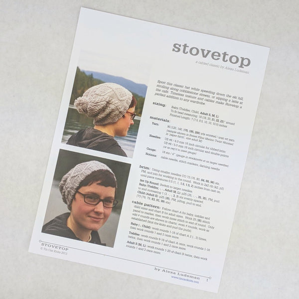 Pattern - Stovetop Hat, by Tin Can Knits, ready to ship