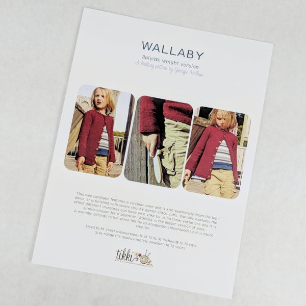 Pattern - Wallaby 8ply DK Children's Cardigan, by Georgie Hallam, ready to ship - SALE
