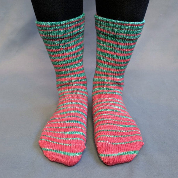 Knitcircus Yarns: Under the Mistletoe Gradient Striped Matching Socks Set, dyed to order yarn