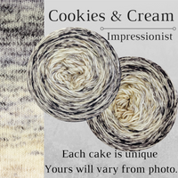 Knitcircus Yarns: Cookies and Cream Impressionist Gradient, dyed to order yarn
