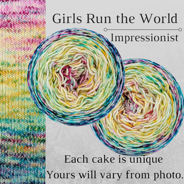 Knitcircus Yarns: Girls Run the World Impressionist Gradient, dyed to order yarn