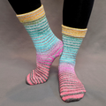 Knitcircus Yarns: Twister Extreme Striped Matching Socks Set (large), Greatest of Ease, ready to ship yarn