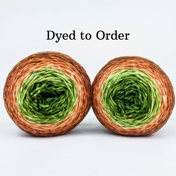 Knitcircus Yarns: Caramel Apple Panoramic Gradient Matching Socks Set, dyed to order yarn