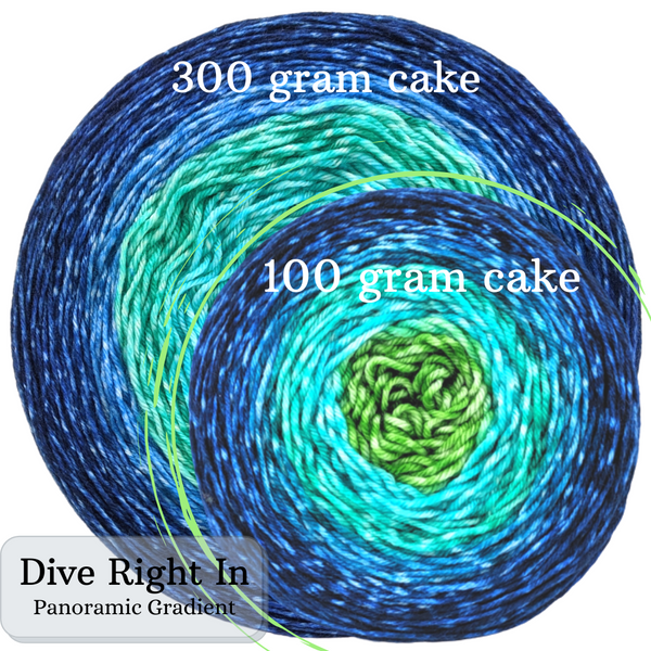 Knitcircus Yarns: Dive Right In Monster 300g Panoramic Gradient, dyed to order yarn