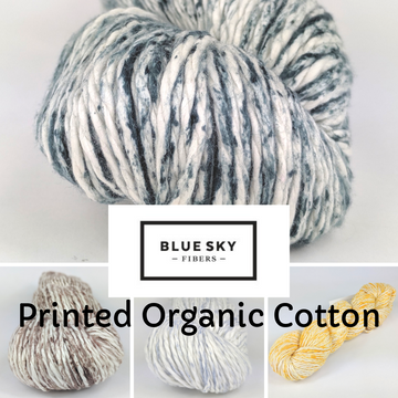 Printed Organic Cotton Worsted by Blue Sky Fibers, assorted colors, ready to ship - SALE