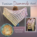 Tunisian Diamonds Crochet Shawl Yarn Pack, pattern not included, ready to ship