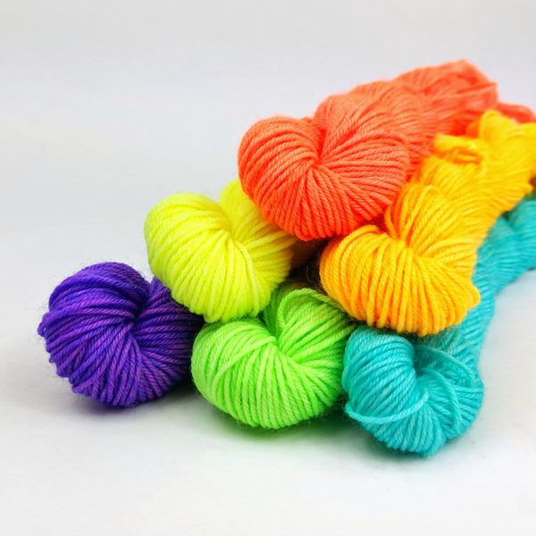 Knitcircus Yarns: Neon Is the New Black Skein Bundle, various bases and sizes, dyed to order