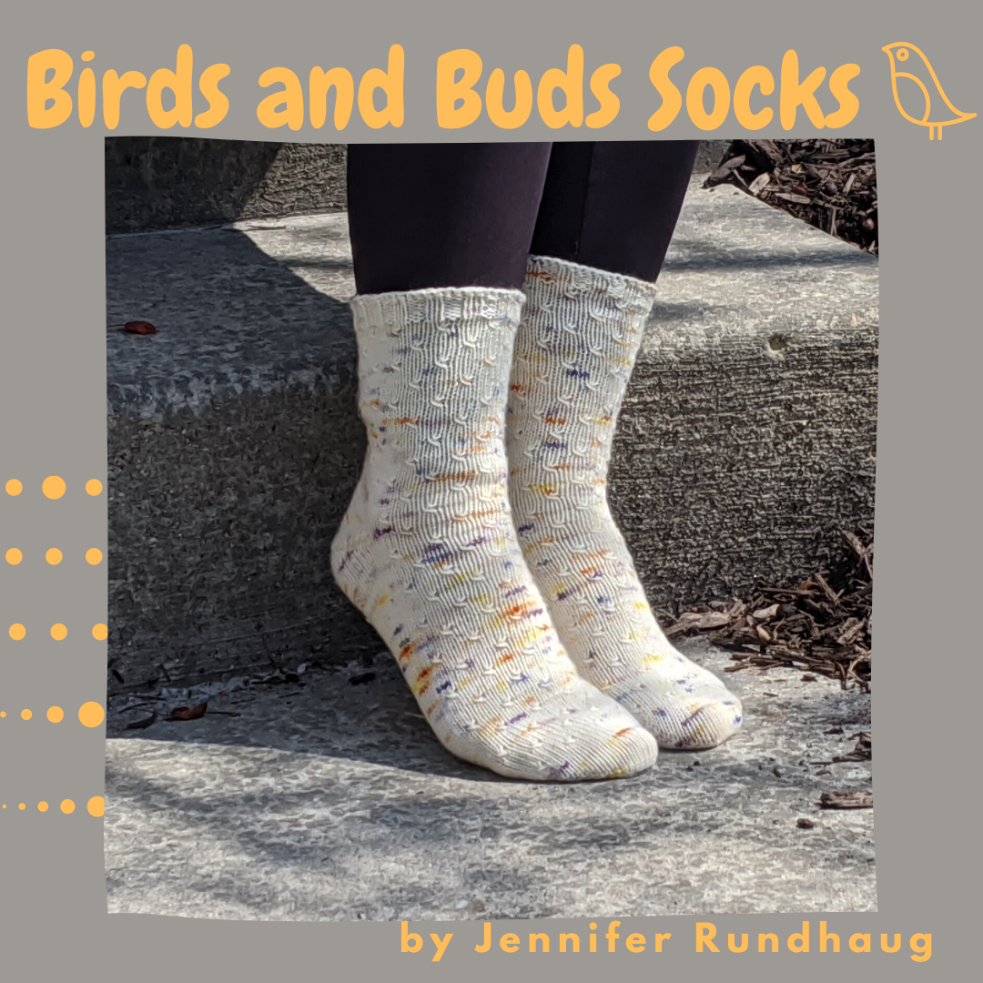 Birds and Buds Socks Yarn Pack, pattern not included, ready to