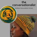 Conversationalist Hat Yarn Pack, pattern not included, Gradient Stripes, dyed to order