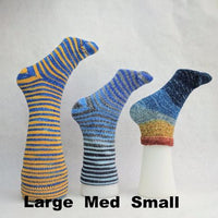Knitcircus Yarns: Twister Extreme Striped Matching Socks Set (large), Greatest of Ease, ready to ship yarn