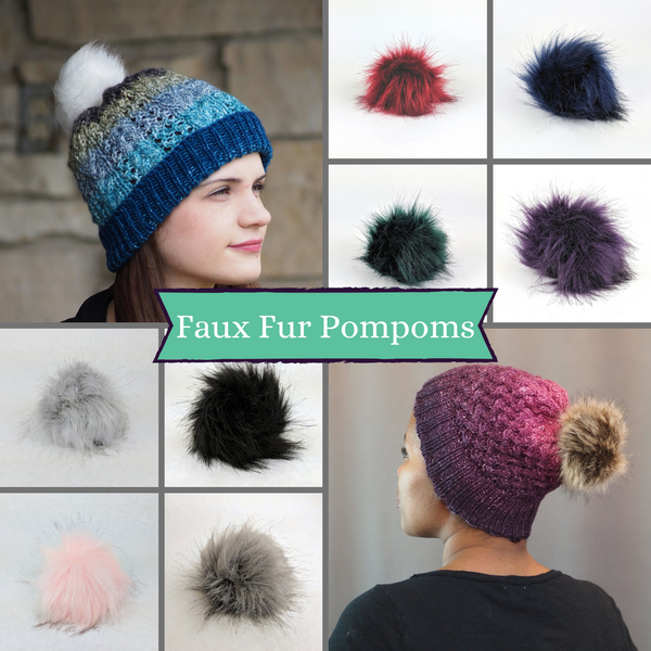 Faux Fur Pompom, assorted colors, ready to ship